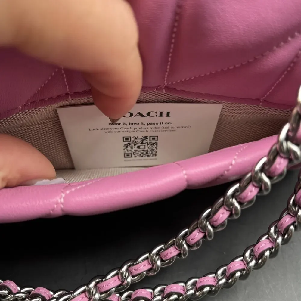 Coach Tabby 26 Vivid Pink Quilted Leather Shoulder Bag Chain Strap Purse CP149